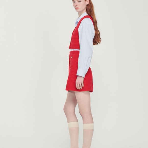 Sandro Red Tweed Knit Vest - Picture 3 of 3